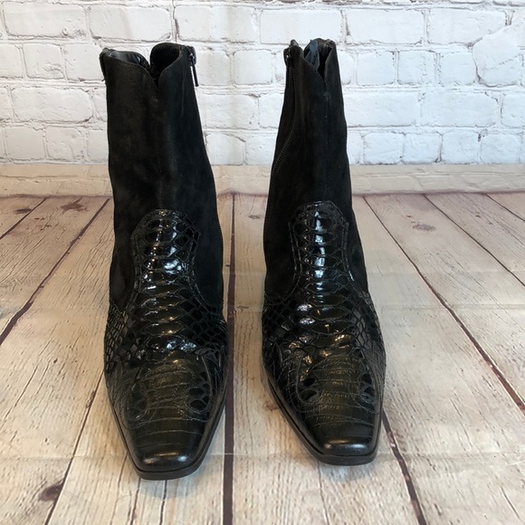 Moda vegan embossed leather suede ankle boot - Picture 1 of 8